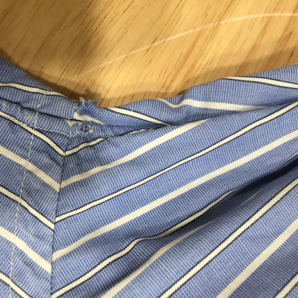 J.Crew Mens Blue White Striped 80s 2-Ply Cotton Button Down Shirt Size M 15-15.5